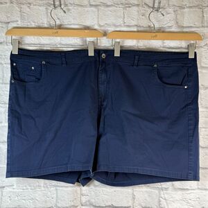 Ellos Women's Plus Size 30 Shorts Zippered 53" Waist Chino Pockets Navy Blue